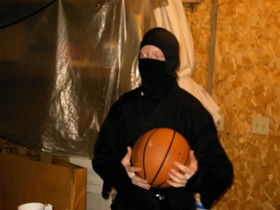 ninja holding a basketball